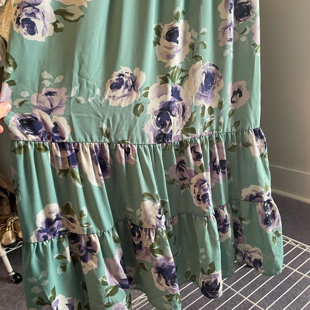 Floral Maxi Dress in Green and Purple - Picture 5 of 5